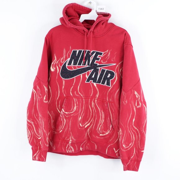 Nike Air Spell Out Custom Fire Flames Hoodie Red